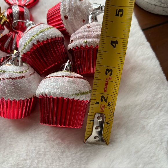 Cupcake and Candy Ornaments , Baubles, Red and White Christmas Home Decor, - Picture 7 of 11